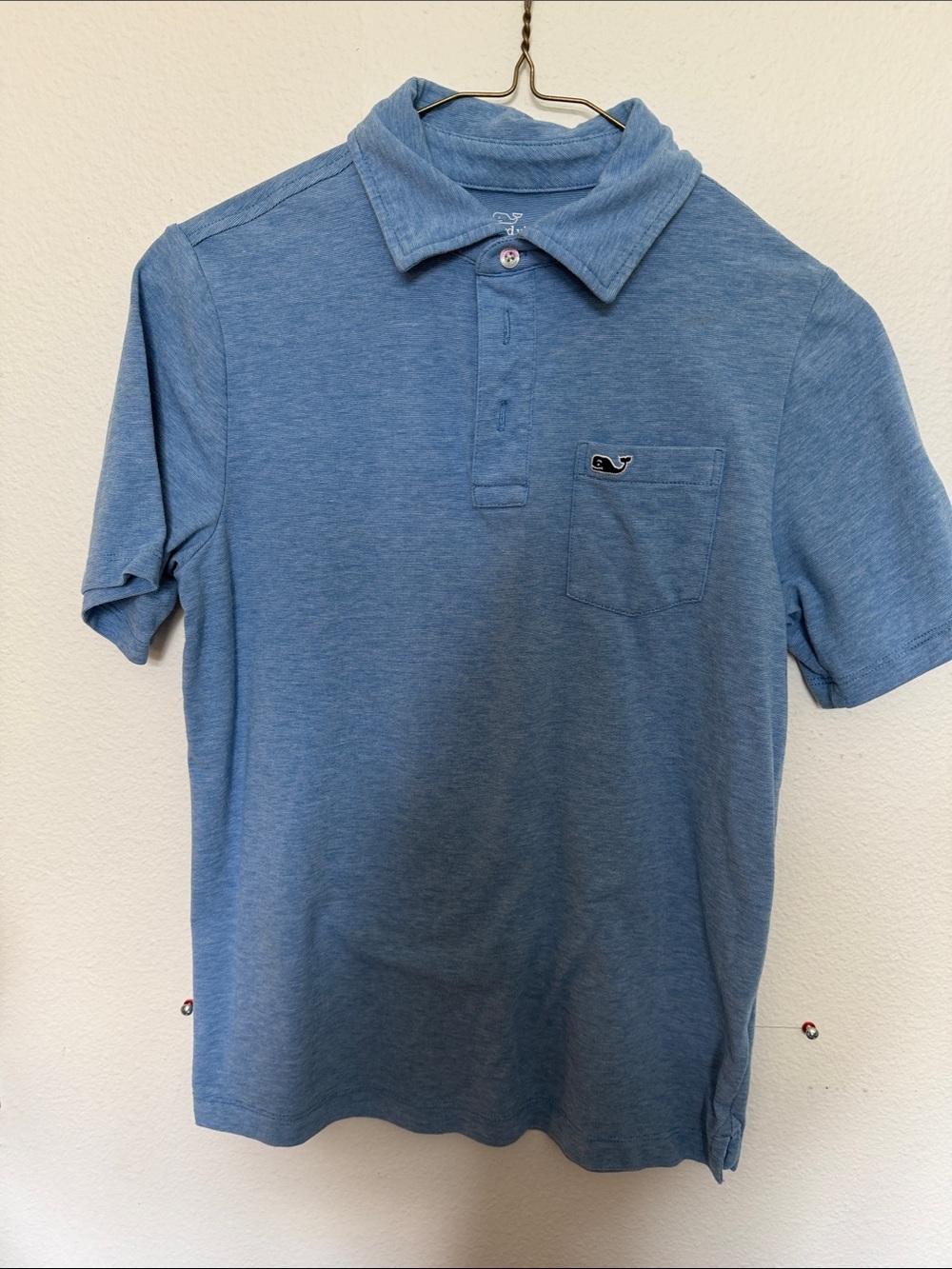 Vineyard Vines Heather Blue Chest-Pocket Polo